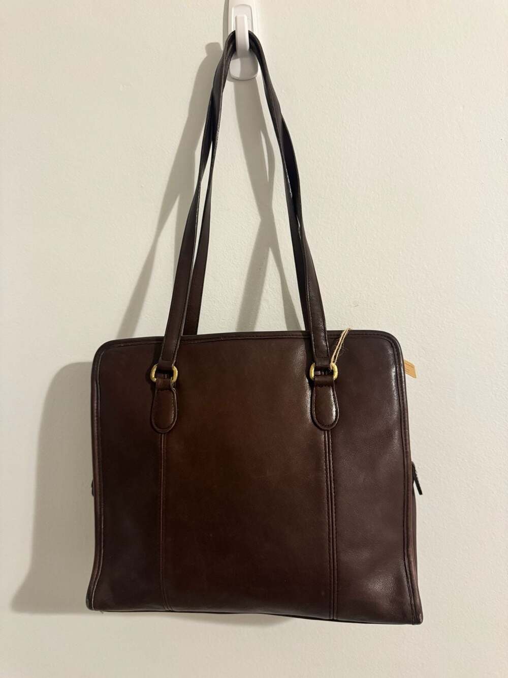 Vintage Coach Compartment Leather Tote in Mahogany, Style 9872 Made in the USA